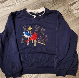 Vintage   Navy Christmas Bird Sweatshirt